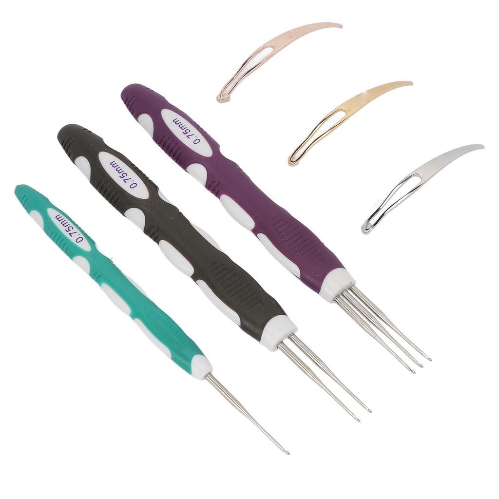 6pcs 0.75mm Dreadlocks Crochet Hook Tool for Hair Weaving 1 2 3 Hooks Dreadlock Interlocking Tool