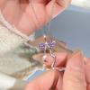 925 Sterling Silver Butterfly Pendant Necklace for Women, Natural Amethyst/Topaz Crystal Necklace, INS Style Dainty Jewelry Gift