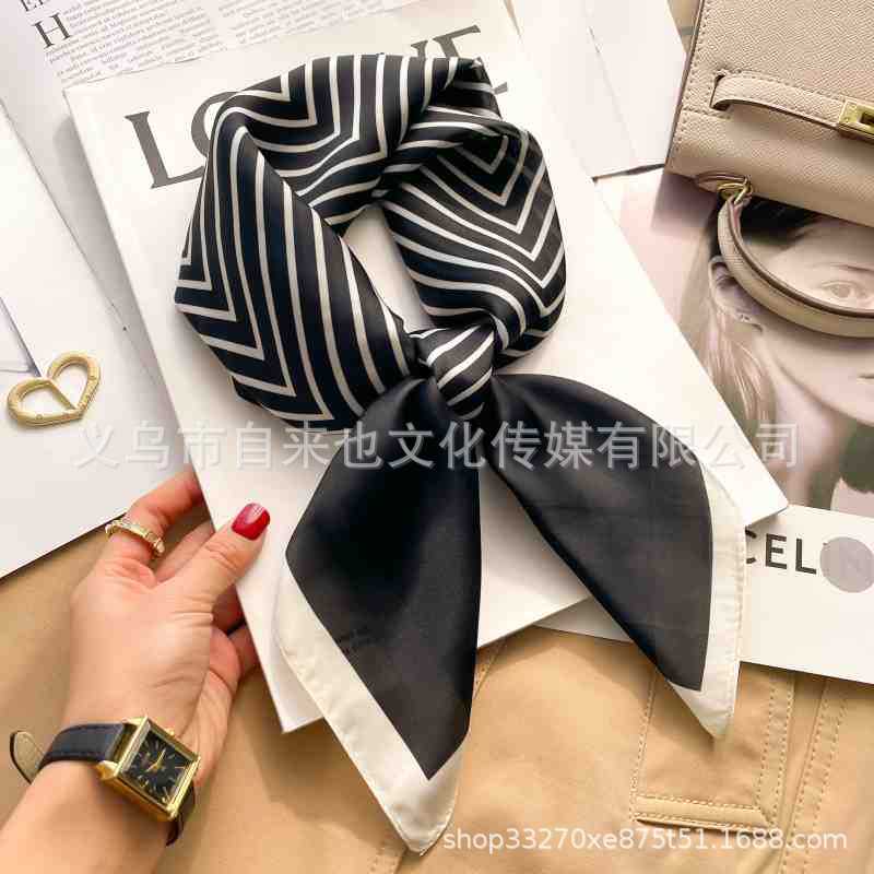 Versatile fashion floral 71 imitation silk square scarf scarf high-end polka dot neck silk scarf rhombus spring