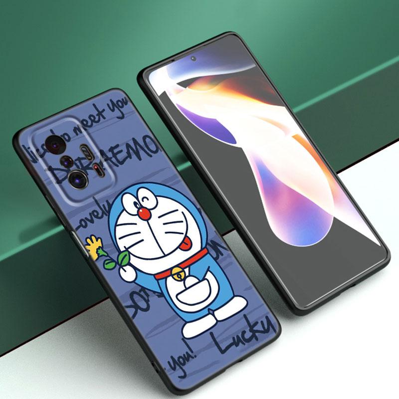 Cartoon Anime Doraemon Black Phone Case For Xiaomi Mi 9 SE 8 10 10T 11 12 13 Lite 9T 11T 12S 12T 13T 14 Pro 5G NE 11i 12X