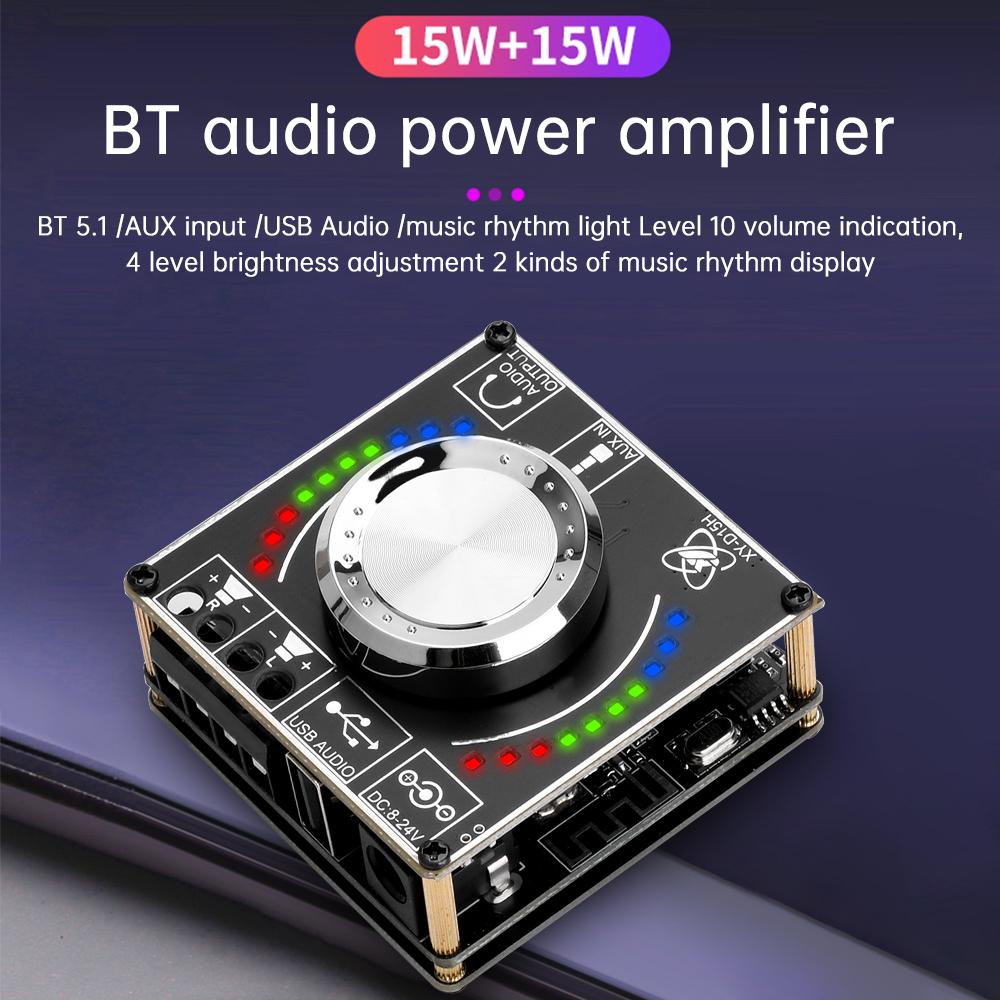 XY-D15H DC8-24V Стерео BT Аудио Усилитель Плата Модуль Цифровой Усилитель Со Спектральным Регулятором Громкости 2x10 Вт/15 Вт/20 Вт