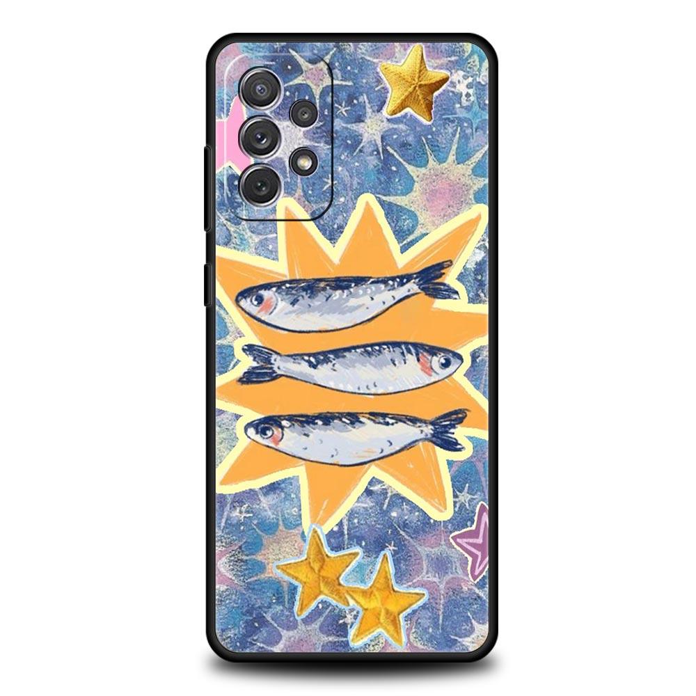 Синий чехол для телефона с изображением морской рыбы для Samsung Galaxy A55 A35 A15 A14 A13 A25 A54 A51 A71 A72 A73 A32 A52 A41 5G Мягкий ТПУ чехол Fundas