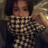 Houndstooth Scarf Women's Autumn and Winter Korean Version Versatile Niche Thickened Imitation Cashmere Large Shawl Dual Purpose Plaid Scarf Trendy