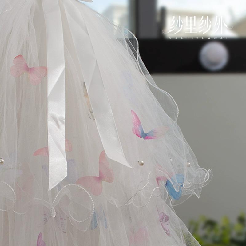 Colorful Butterfly Veil Registration Fluffy Veil Multi Layered Bridal Wedding Headdress Super Fairy Photography Photo Props
