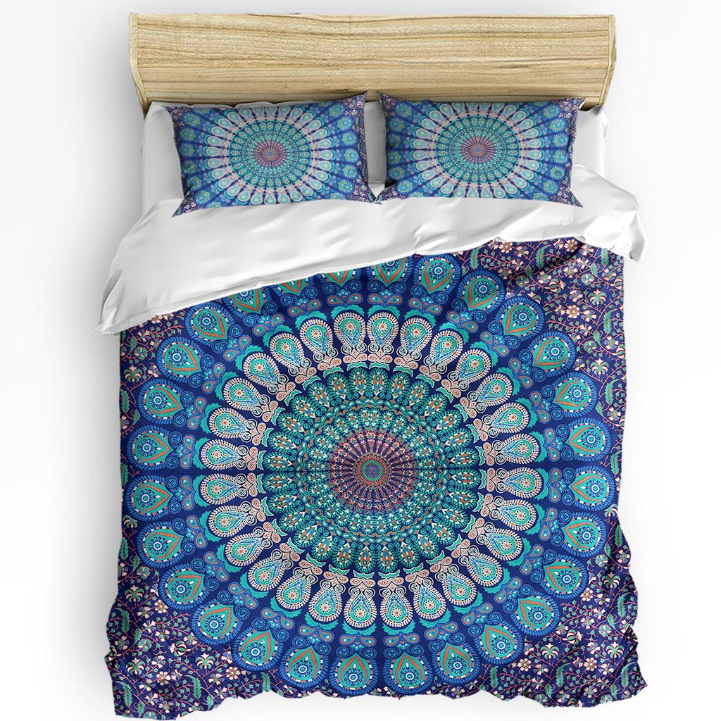 Purple Watercolor Mandala Duvet Cover Bed Bedding Collection Home Textile Quilt Cover Pillowcases Bedroom Double Bedding Collection No Linen