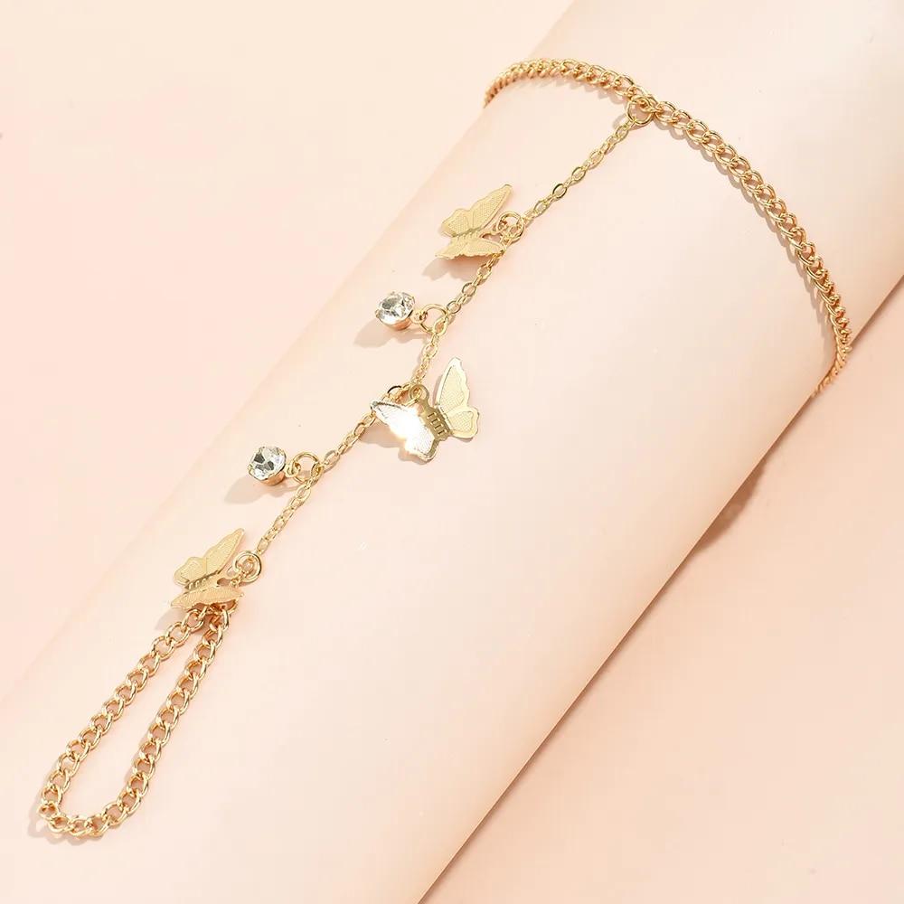 Креативный браслет-цепочка с звеньями бабочки, соединенные кольца на палец, браслеты для женщин, связанные ручные ремни, ювелирные изделия для пары, подарки