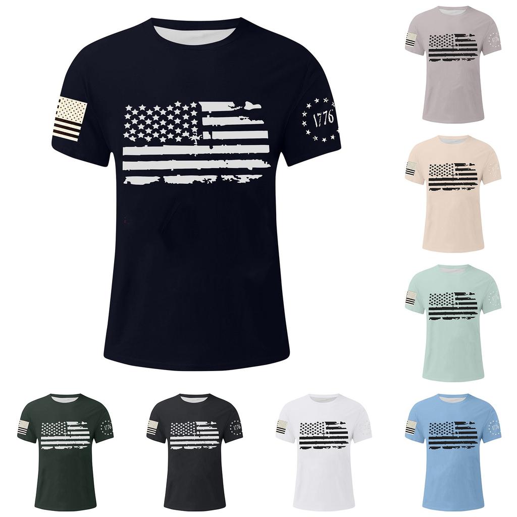Men's Independence Day Printed T-Shirt Men's Loose Casual Short Sleeve Top