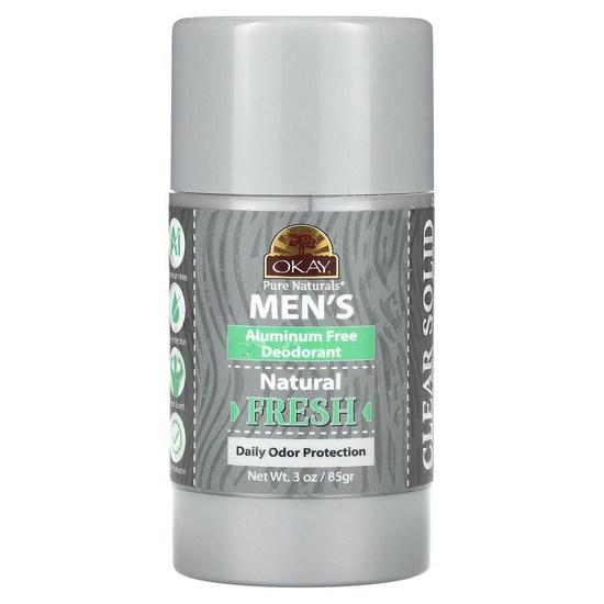Okay Pure Naturals Мужской дезодорант без алюминия Свежий, 1 шт., 85 г