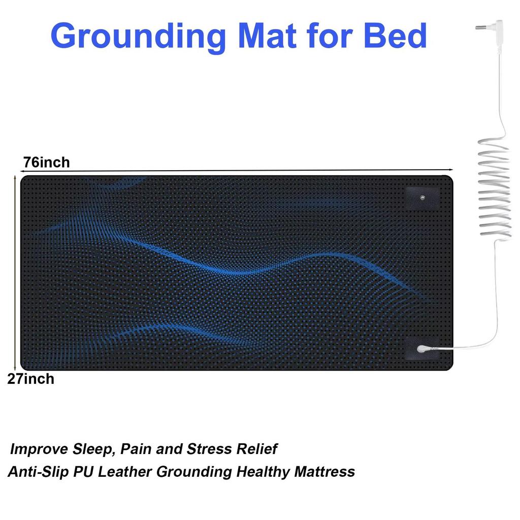 Заземляющий коврик 27×76 дюймов для лучшего сна, облегчения боли и снижения стресса - Заземляющий коврик с заземляющим шнуром, идеально подходит для сна