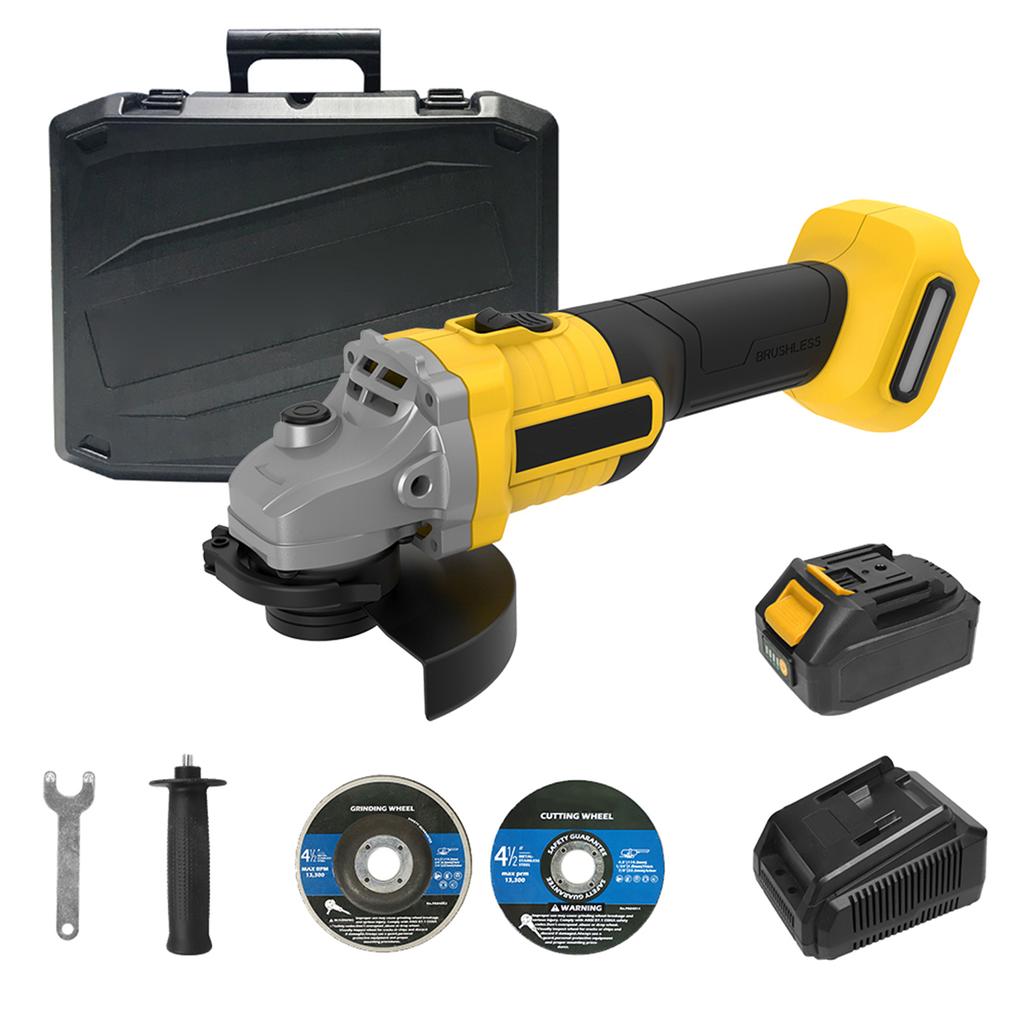 20 В, бесщеточный, 4-1/2 дюйма, 115 мм, угловая шлифовальная машина, 4,0 Ач, литий-ионная батарея, быстрая работа