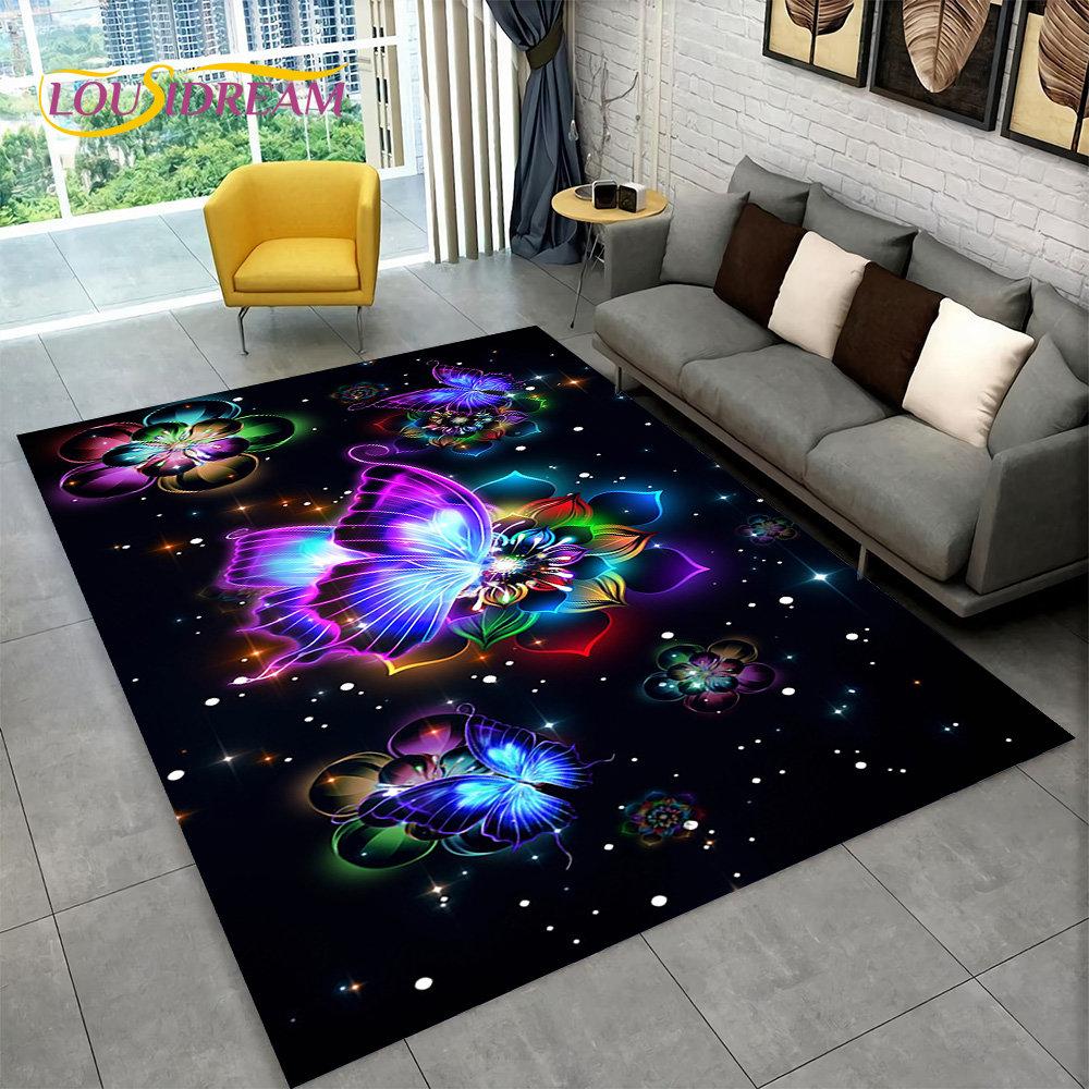 Ковер Pretty Dream Butterfly Flower Area Rug Large, ковер для дома, гостиной, спальни, дивана, коврика для двери, декора, детские нескользящие коврики