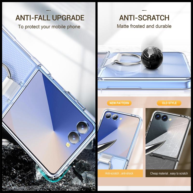 Противоударный чехол для телефона с держателем-кольцом для Galaxy Z Flip 7 6 5 4 3 5G Для Samsung Z Flip7 ZFlip7 flip6 Жесткая задняя крышка-броня из поликарбоната
