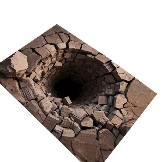 Yousheng 3D Ковер с ямой Реалистичный коврик для пола с бездонной ямой Забавный ковер с оптической иллюзией с нескользящей основой для прихожей, гостиной, ванной комнаты