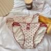 Молочные Fufu Нежные Трусики в Горошек: Женские бесшовные стринги с высокой посадкой, оборками, кружевом и бантом