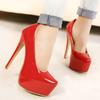 Женские пикантные красные новые элегантные темпераментные модные непромокаемые туфли на высоком каблуке для рабочей вечеринки на каблуке 15 см WZ