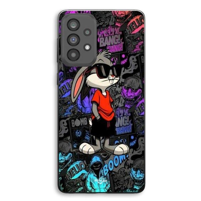 Coque de téléphone - MANIACASE - Samsung Galaxy A53 - Silicone TPU - Noir - Bugs bunny thug life