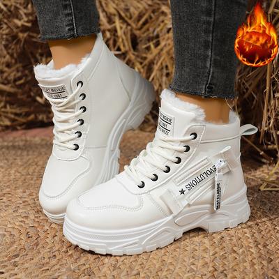 Модные женские зимние ботинки Дизайнерские повседневные высокие кроссовки Женские 2025 Новые зимние плюшевые теплые ботинки Удобные спортивные ботинки на шнуровке Женские