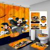 Halloween Mickey Mouse Cartoon Shower Curtain Gift Home Bathroom Curtain Bathroom Non-Slip Mat U-Shaped Mat And Shower Curtain Set