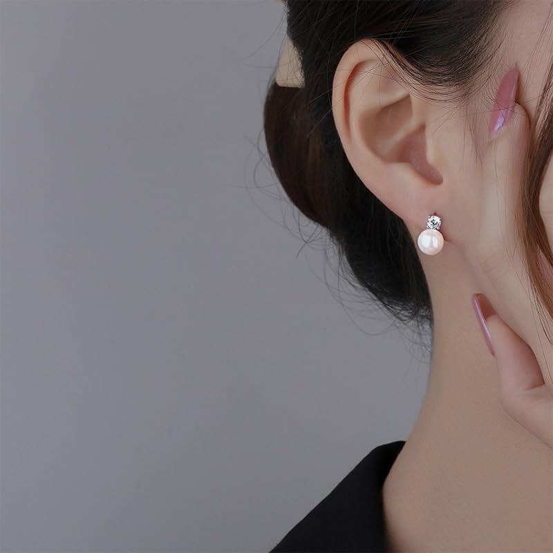 Natural Freshwater Pearl Earrings for S925 Silver Flower 18K Thick Gold Dangling Pearl Perfect As a for Parties Women, Posts, Motif, Plating, Large,