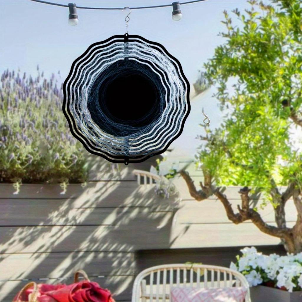 10-дюймовый черно-белый ветряной спиннер, уличный декор, вращающийся на 360 градусов крючок, подвесное садовое украшение для весны и лета, креативная идея для подарка