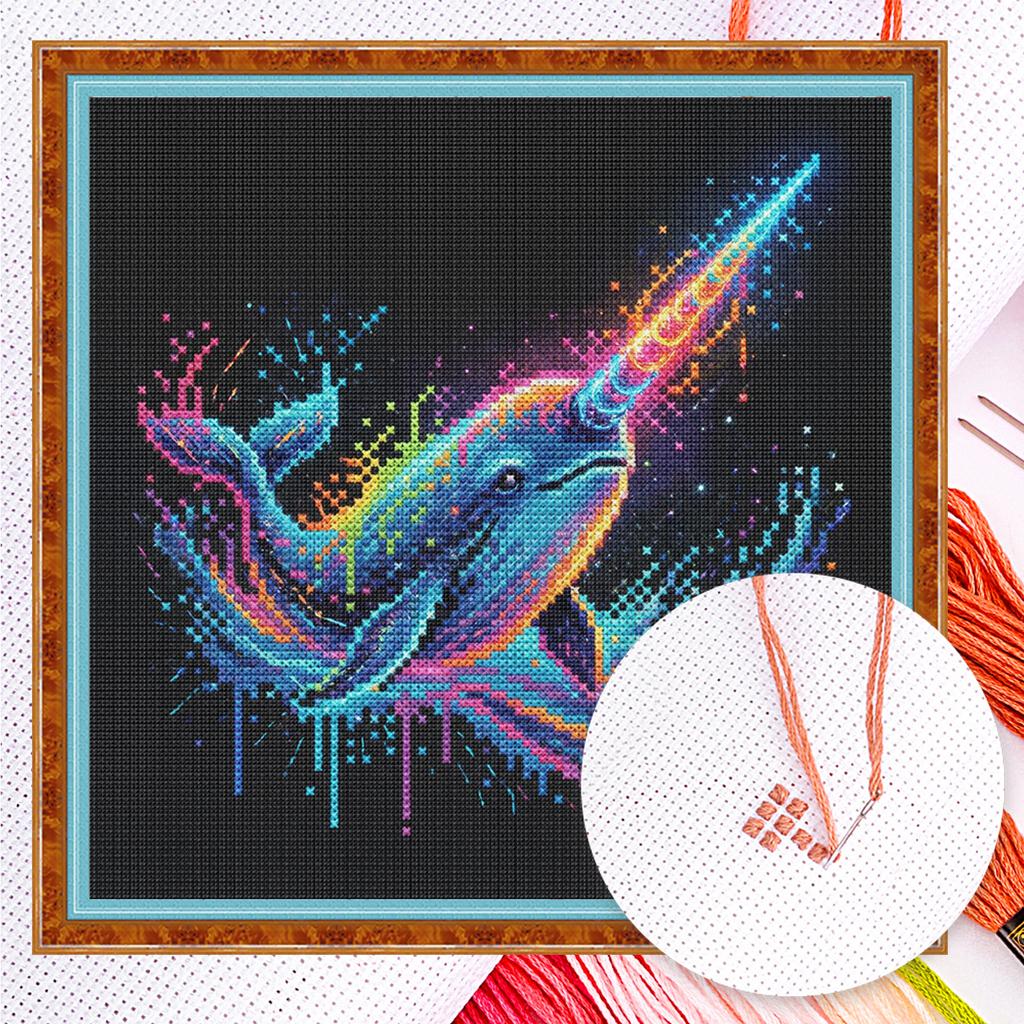 Animal Full 14CT 2 Strands DIY Counted Kits for Beginners Adults Home Decor Needlework Embroidery Kit 11.81x11.81in