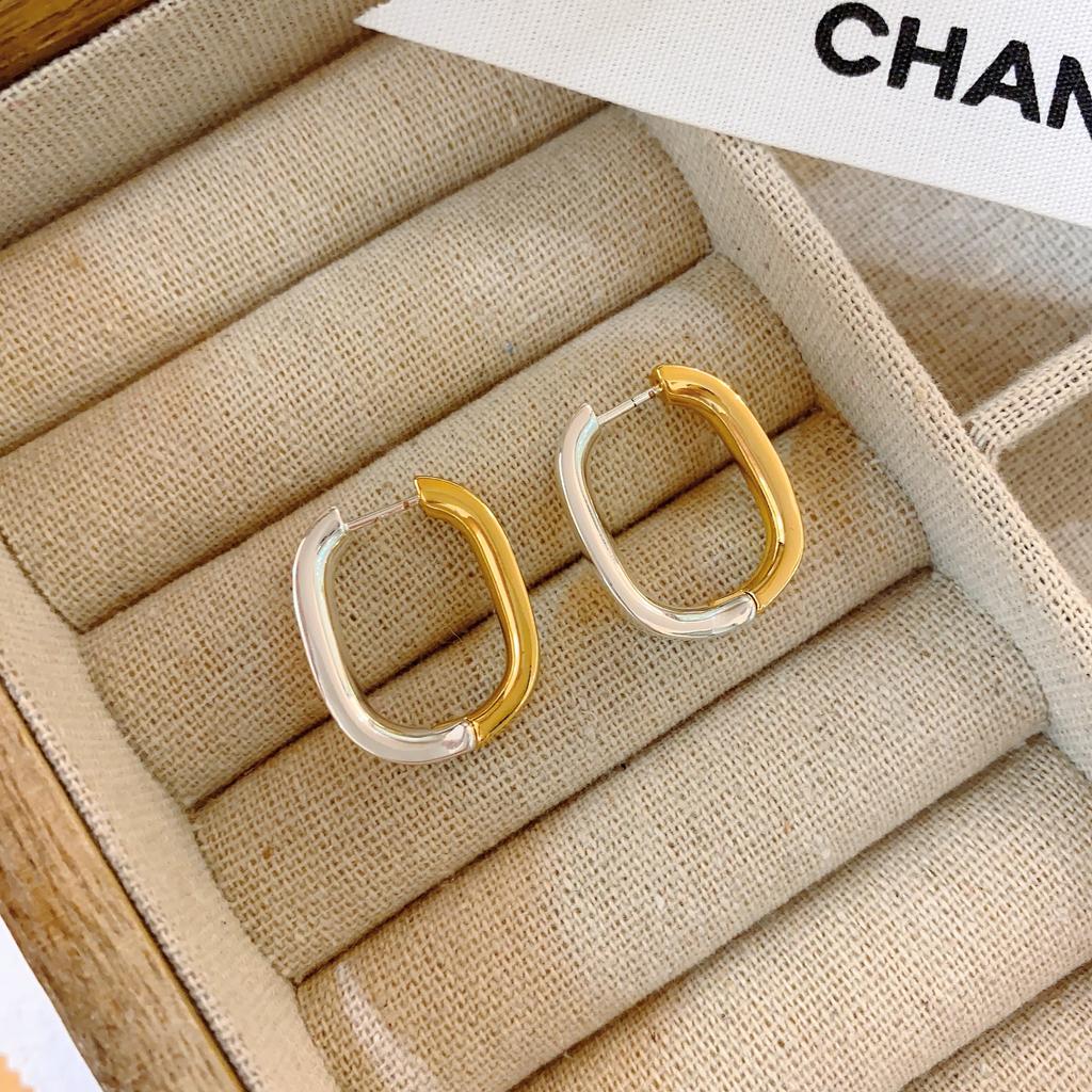 Простые U-образные серьги, женские двухцветные персонализированные серьги, высококачественные легкие роскошные универсальные серьги