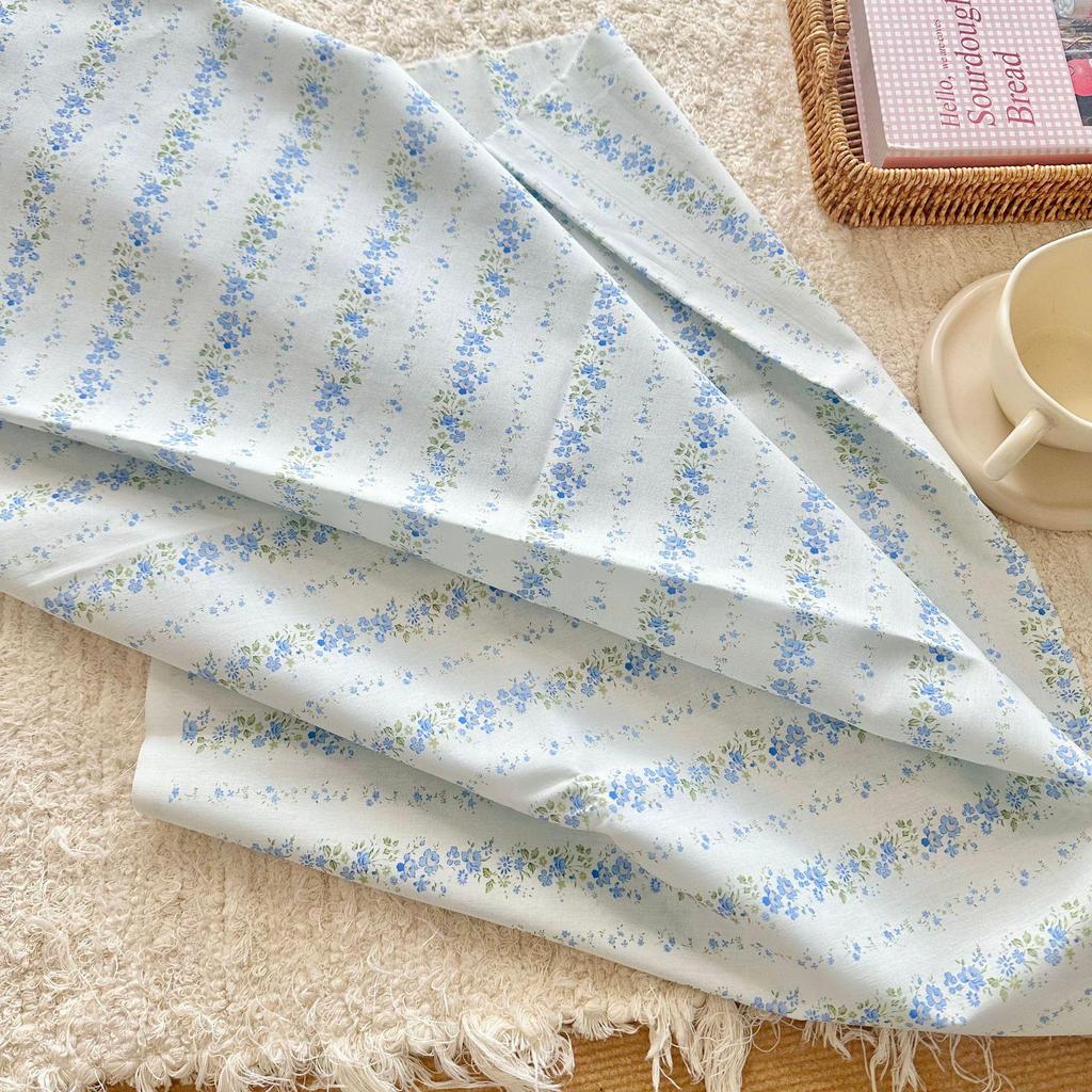 Хлопковая ткань 40-х годов с цифровой печатью, в корейском стиле, с цветочным принтом и полоской, для женской, детской, семейной и домашней одежды