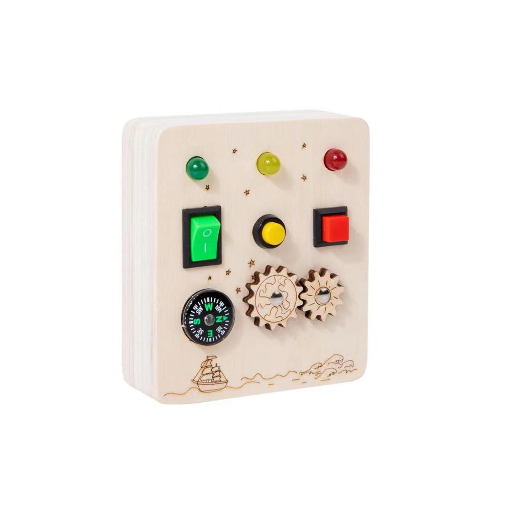 Cross wood children's educational early education tool analog electronic switching power supply LED light busy board busy light toy