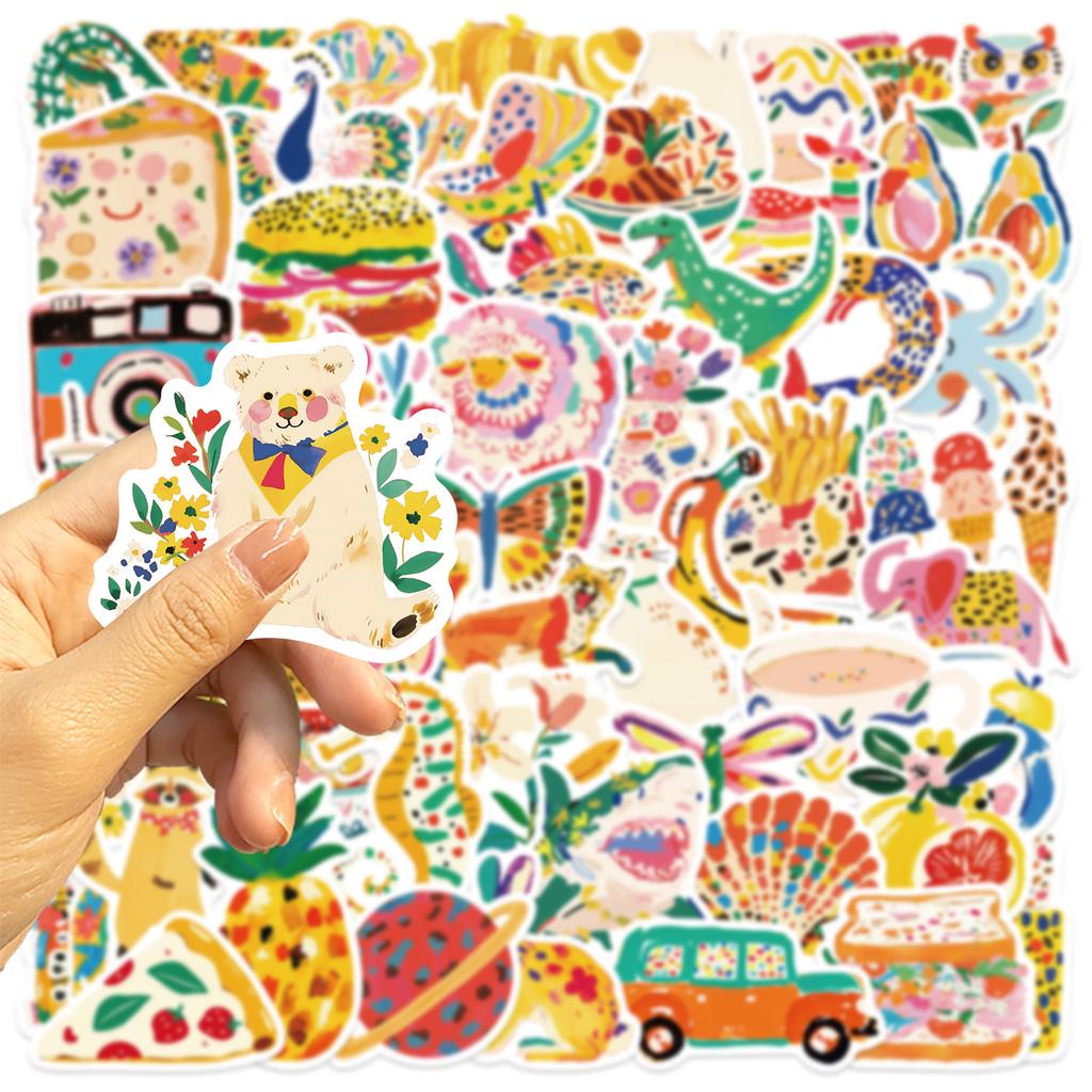 50 PCS Cartoon Illustrations, Graffiti Stickers Decorate Guitar Notebook Luggage DIY Waterproof Stickers