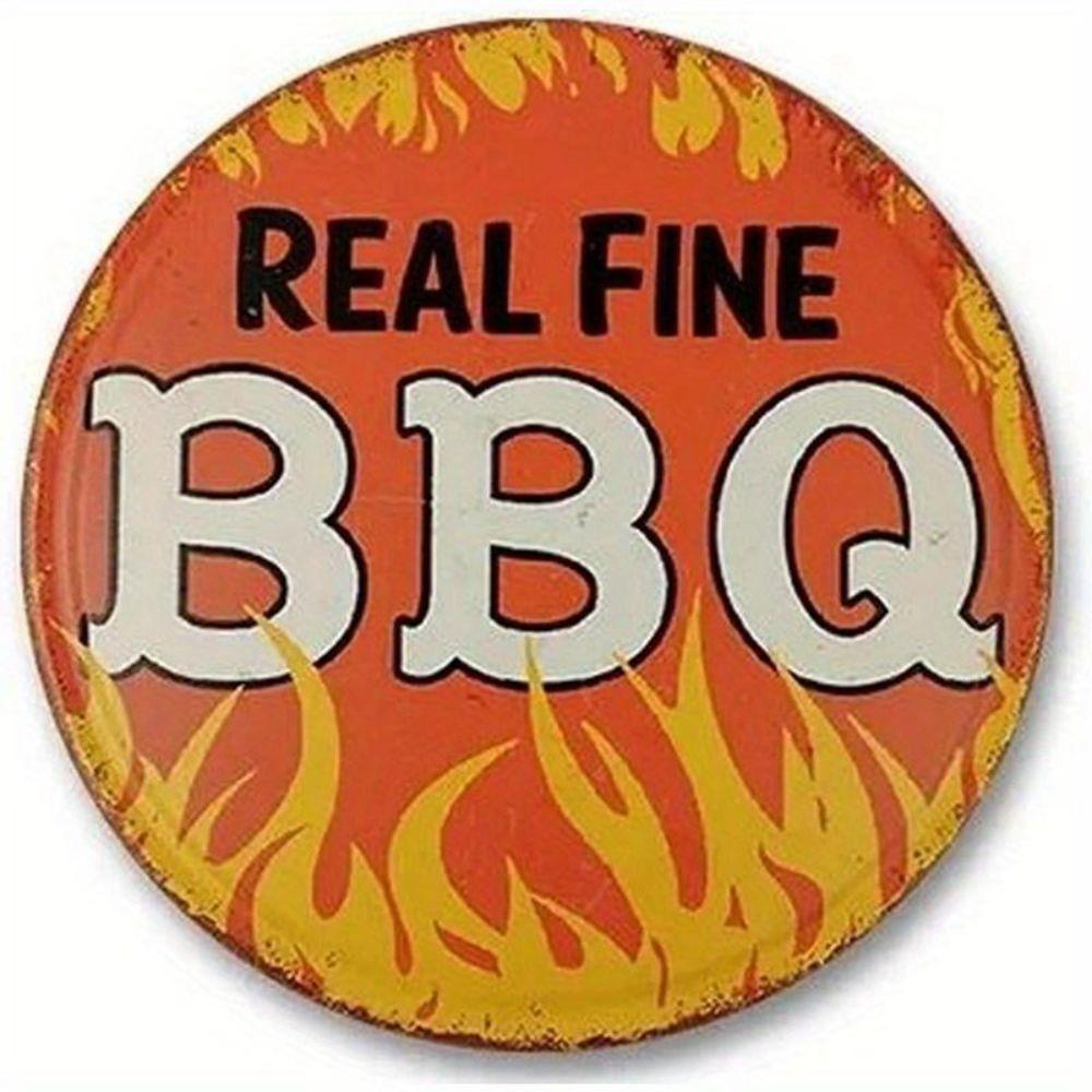 Металлический Плакат Круглый BBQ Пиво Уличный Настенный Арт Декор