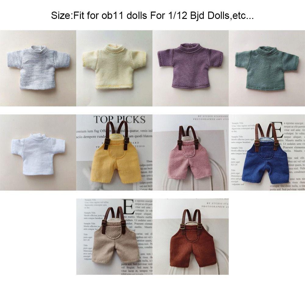 Pants T-shirt Suits for Obitsu11 Doll Denim Pants Fashion Overalls Doll Clothes Knitted Tops