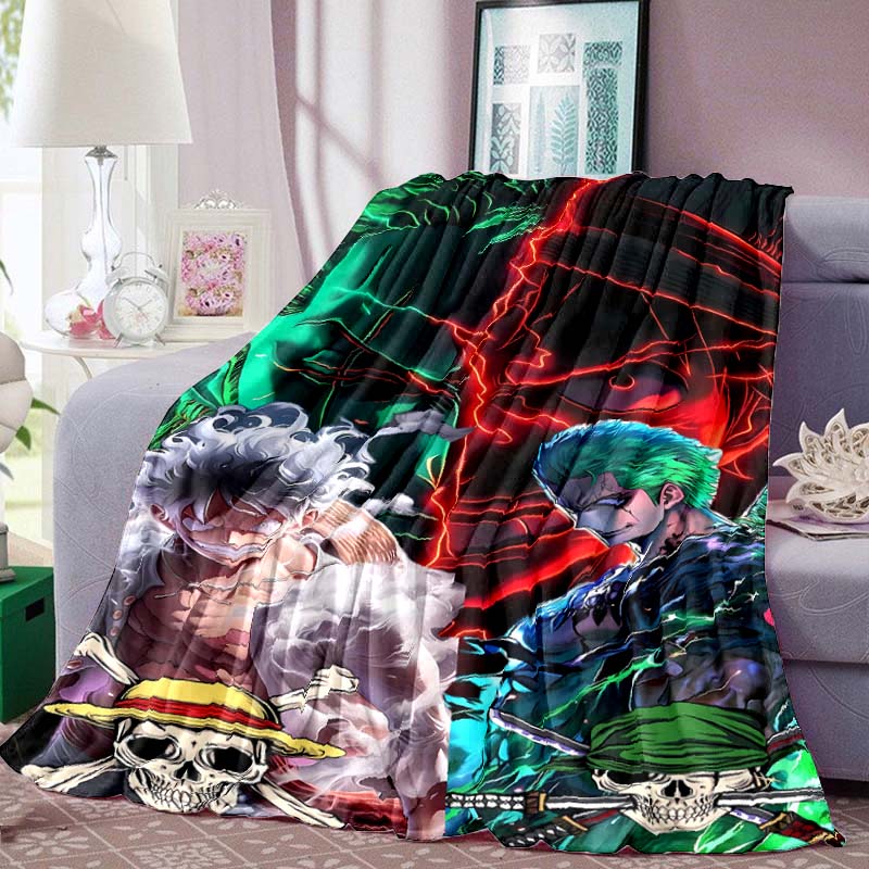 One Piece Anime Print Blanket Warm Comfortable Flannel Blanket Suitable for Bedrooms, Sofas, Beds, Chairs, Picnics, Travel