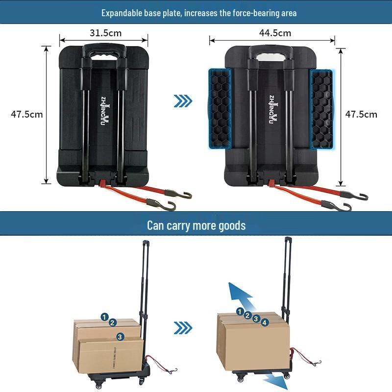 ZHJINGYU Black Heavy-Duty Folding Hand Cart