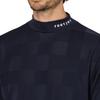 FootJoy Men's Check Jacquard Short Sleeve Mock Neck Golf Shirt, Dark Navy, Size M (FJ-S25-S05, 34684-M)