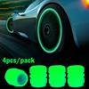 Luminous Fluorescent Valve Caps - Glow-in-the-Dark Car, Motorcycle & Bike Tire Valve Plugs (Decorative Hub Covers)