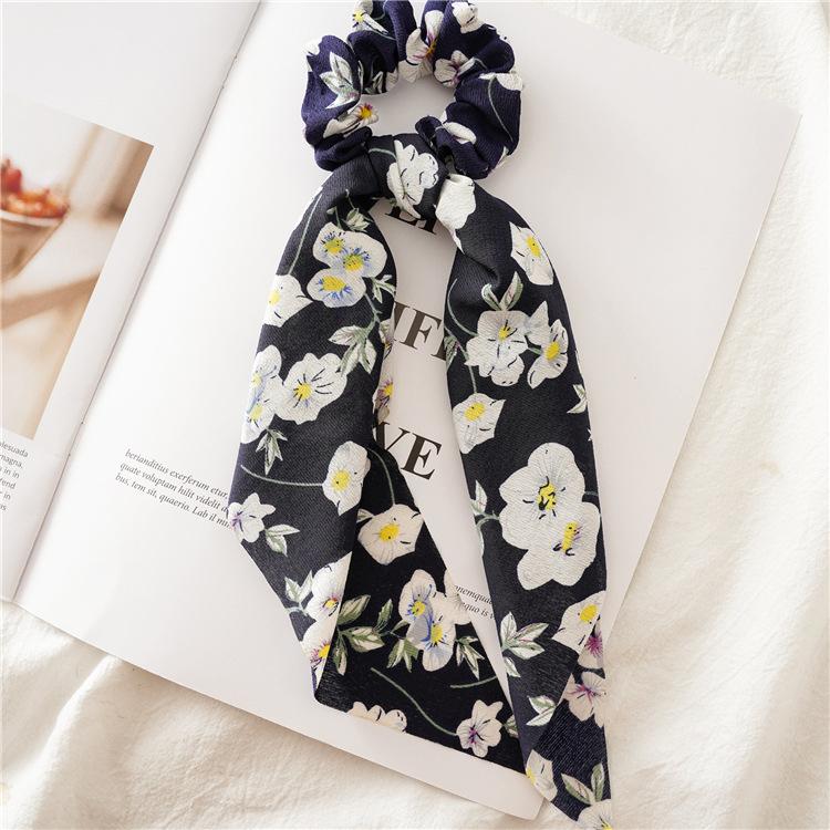 Chiffon Printing Flower Bandana Hair Scarf Headband for Women Vintage Long Ribbon Scrunchie Beach Bandanas Hair Accessories