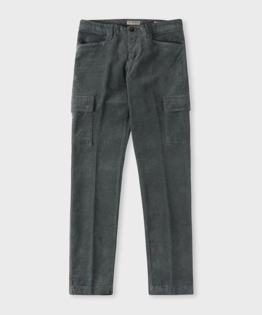 PANICALE Charcoal Slim Fit Corduroy Cargo Pants