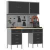 Workbench with Drawers 8 pcs Black Engineered Wood and Steel