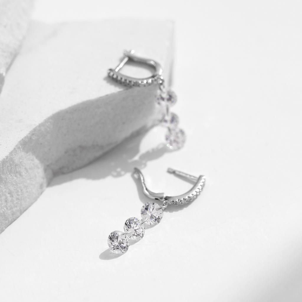 MODIAN 925 Silver Sparkling Luxury Clear CZ Swing Dangle Earrings Classic Wedding Drop Earrings For Women Jewelry