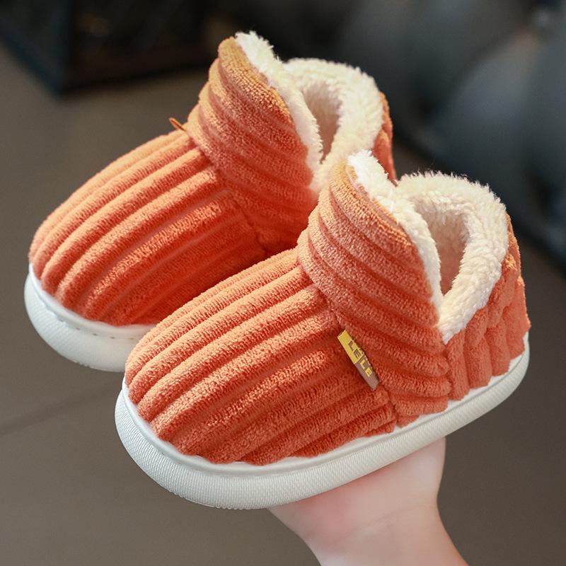 Children's Winter Cotton Slippers with Warm Fur for Boys & Girls - Cozy, Thick-Sole Home Shoes for Infants & Parents