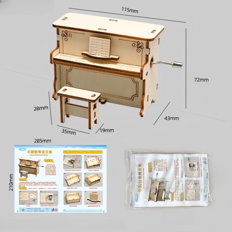Креативная музыкальная шкатулка-пианино с ручным приводом, деревянные 3D-пазлы, наборы строительных блоков, игрушки, набор для сборки моделей «Сделай сам» для подростков и взрослых, подарок