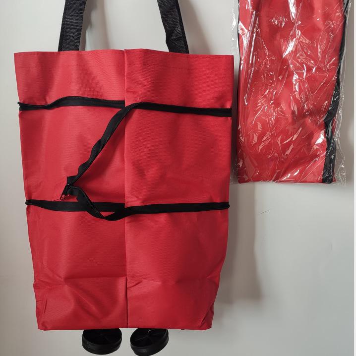 Складная полиэстеровая тележка для покупок на колесах - Портативная сумка-тележка