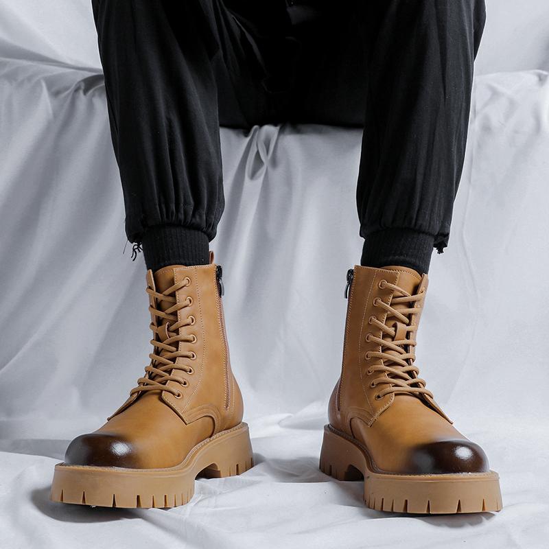 Luxury Brand British Style Winter Boots Men Thick Soled Footwear Classics Leather Shoes Retro Work Business Boots Cowboy Boots