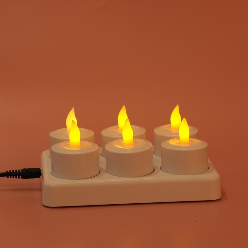USB Rechargeable LED Tea Light 6-Candle Flameless Flickering Decoration for Home Use Weddings Christmas & Halloween Gift