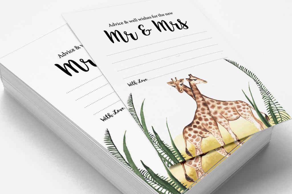 Inkdotpot Советы и пожелания для мистера и миссис, карточки с советами по организации свадьбы в стиле сафари, альтернативная гостевая книга, упаковка из 50 штук, 5X7 дюймов