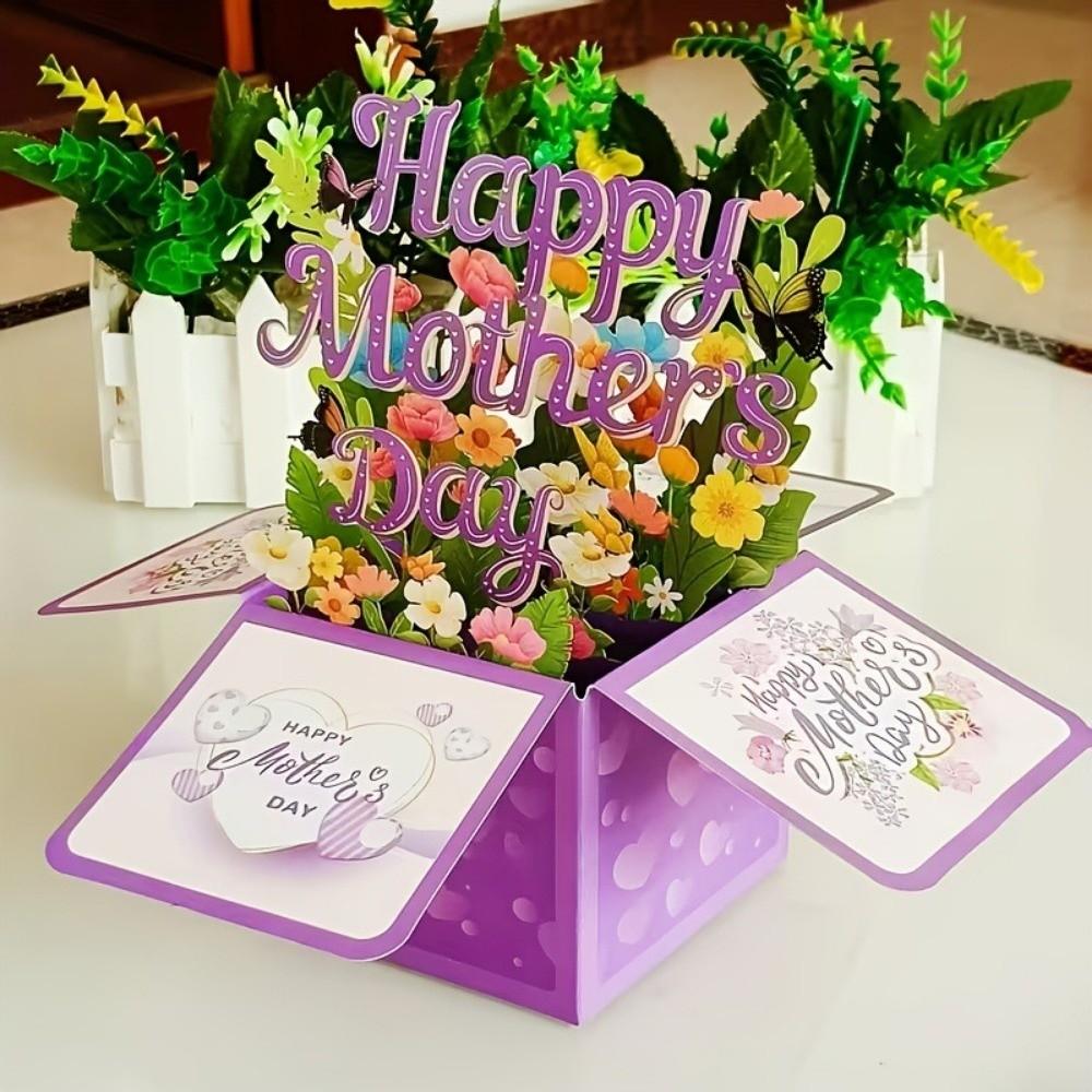 Surprise Flower 3D Mother's Day Card Butterfly Creative Mom Greeting Card Best Wishes Gifts Flower Pop Up Card Party Decoration