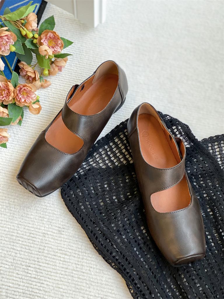 Ретро бабушкины туфли-лодочки на плоской подошве женские туфли лето 2025 новая корейская версия универсальные туфли-балетки на толстом каблуке с мягкой подошвой