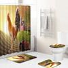 Home Waterproof Print Shower Curtain 4 Piece Carpet Cover Toilet Cover Bath Mat Pad Set Bathroom Curtain Bathroom Decoration