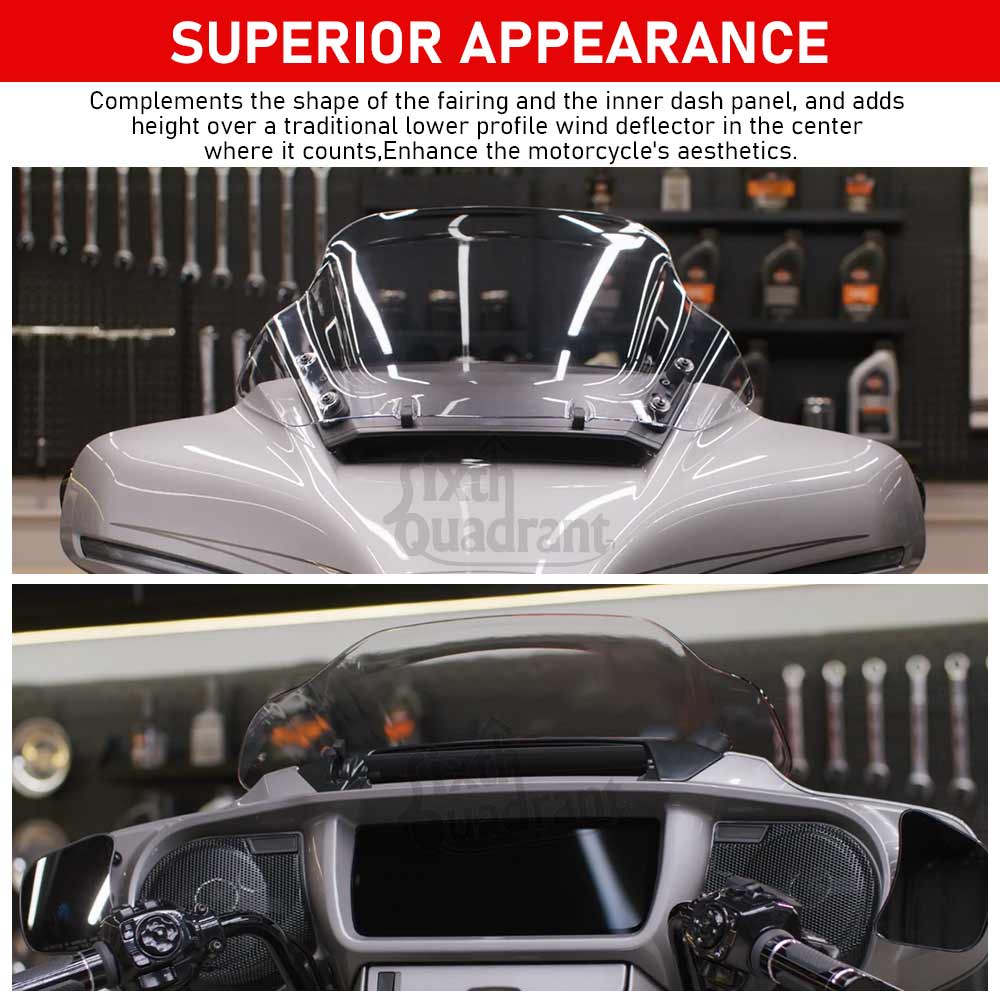 For Harley Street Glide FLHX/I models 2024 -later Motorcycle Accessory Windshield Wind Deflector Cowling Windscreen Smoke 14"