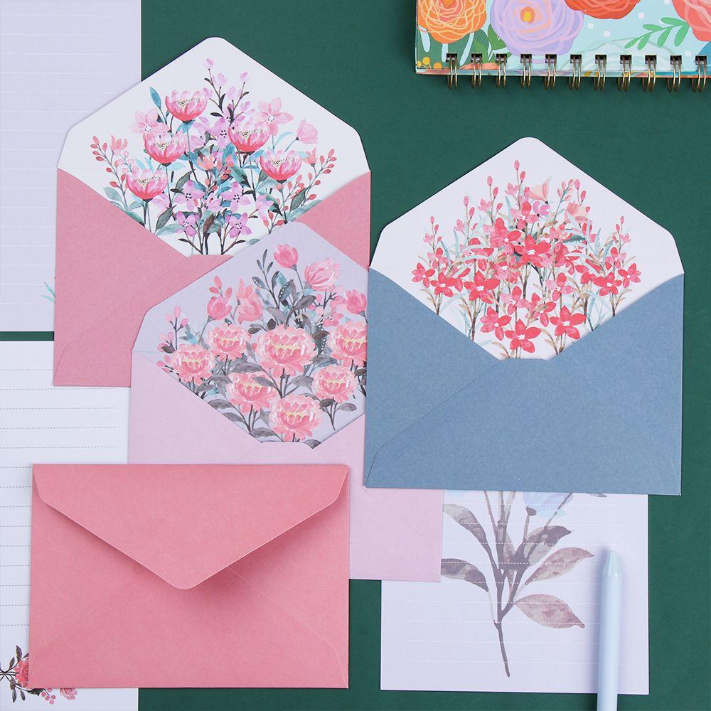 Office School Party Wedding Floral Pattern Paper Love Note Printed Flower Letter Envelopes Set